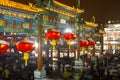 A traditional architectural pagoda on Qianmen Street, Beijing, China