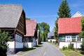 Traditional architecture from 1788 in Curious street Zvedava ulicka, Jilemnice, Krkonose mountains, Czech republic. Protected a