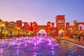 Traditional architecture and dancing fountains in Global Village Dubai, on March 6 in Dubai, UAE