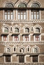 Traditional architecture details in sanaa old town buildings in yemen Royalty Free Stock Photo