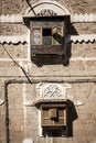 Traditional architecture details in sanaa old town buildings in yemen Royalty Free Stock Photo