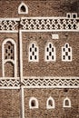 Traditional architecture details in sanaa old town buildings in yemen Royalty Free Stock Photo