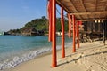 Koh Rong island beach, Cambodia. Traditional stilt house