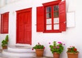 Traditional architecture of Oia village on Santorini island Royalty Free Stock Photo