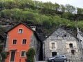 Traditional architecture and old houses of the Bignasco village The Maggia Valley or Valle Maggia or Maggiatal Royalty Free Stock Photo