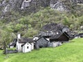 Traditional architecture and old houses in the hamlet of Sabbione The Bavona Valley or Valle Bavona, Val Bavona or Das Bavonatal Royalty Free Stock Photo