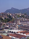 Traditional architecture in Rio de Janeiro with old Chimneys, Apartments and commercial buildings near the Old Port. Royalty Free Stock Photo