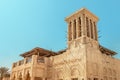 architecture of wind towers in Dubai and the UAE, used as ancient air conditioners Royalty Free Stock Photo