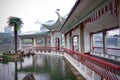 Traditional archtecture in the middle of lake of Yinchu Changfeng park