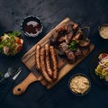 Traditional Argentine barbecue with sausages and cow meat Royalty Free Stock Photo