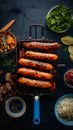 Traditional Argentine barbecue with sausages and cow meat