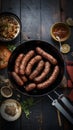 Traditional Argentine barbecue with sausages and cow meat