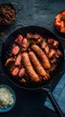 Traditional Argentine barbecue with sausages and cow meat Royalty Free Stock Photo