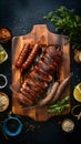 Traditional Argentine barbecue with sausages and cow meat Royalty Free Stock Photo
