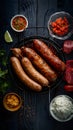 Traditional Argentine barbecue with sausages and cow meat