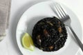 Traditional arroz negro - arrÃÂ²s negre - black rice dish, typical for Valencia Royalty Free Stock Photo