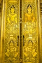Traditional art on thai temple door Royalty Free Stock Photo