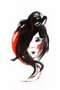 Traditional artwork of japanise geisha face