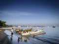 Traditional asian boats on dili beach in east timor leste Royalty Free Stock Photo