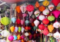 Traditional asian culorful lanterns on chinese market Royalty Free Stock Photo