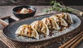 Traditional asian dumplings jiaozi or gyoza