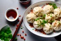 Traditional Asian Dumplings with Soy Sauce Royalty Free Stock Photo