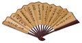 Traditional asian hand fan with hieroglyphes Royalty Free Stock Photo