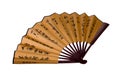 Traditional asian hand fan with hieroglyphes Royalty Free Stock Photo