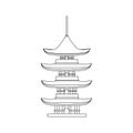 Traditional Asian House Thin Line Object. Vector