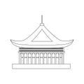 Traditional Asian House Thin Line Object. Vector