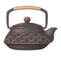 Traditional asian kettle with pattern. Vector color realistic illustration Royalty Free Stock Photo
