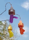 Traditional asian lantern in the courtyard of a Buddhist temple Royalty Free Stock Photo