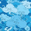 Traditional asian seamless pattern with clouds