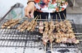 Traditional asian street food meat barbecue. Royalty Free Stock Photo