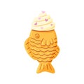 Traditional Asian street food. Taiyaki waffle snack vector illustration