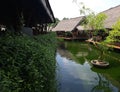 Traditional Asian wooden house on the lake. The floating village on the water