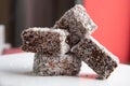 Traditional Australian Lamingtons, homemade sponge cakes