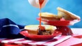 Traditional Australian Meat Pies and Tomato Sauce. Royalty Free Stock Photo