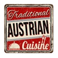 Traditional austrian cuisine vintage rusty metal sign