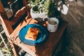 Traditional Austrian Sweet Treat: Linzertorte Outdoors in the Afternoon Sun Royalty Free Stock Photo