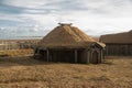 Traditional authenic Viking village replica movie set film location in Hofn Stokksnes Vestrahorn South Iceland Europe
