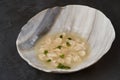 Traditional Azerbaijani cuisine, soup with small dumplings with a lot of spices