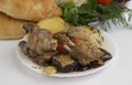 Traditional Azerbaijani dish - Saj with meat and vegetables