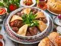 Traditional Azerbaijani meat dishes with vegetable