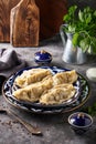 Traditional azian Manti, dumplings with minced meat