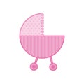traditional baby carriage with pink dotted soft top