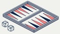 Traditional Backgammon Game Board Flat Vector, vector design Generative AI Royalty Free Stock Photo