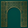 Traditional background with golden patterned arched frame