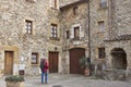 Traditional baix emporda village of Cruilles. Stone buldings. Girona. Spain