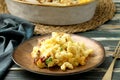 Traditional baked cheese cream macaroni Royalty Free Stock Photo